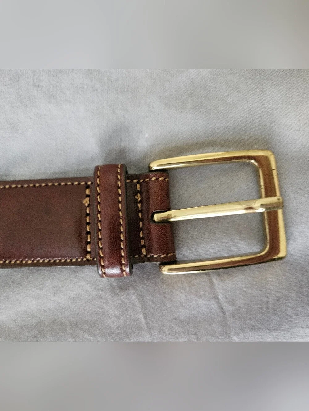 TRAFALGAR Brown Leather Dress Gold Buckle Belt | SZ 42